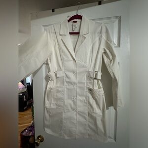 Dickies all white lab coat size small, adjustable on the waist